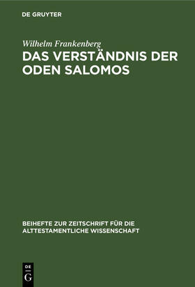 Frankenberg |  Das Verständnis der Oden Salomos | eBook | Sack Fachmedien