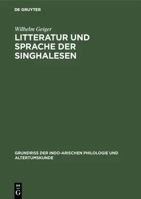 Geiger |  Litteratur und Sprache der Singhalesen | eBook | Sack Fachmedien