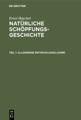 Haeckel |  Allgemeine Entwicklungs-Lehre | eBook | Sack Fachmedien