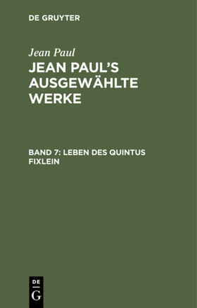 Paul |  Leben des Quintus Fixlein | eBook | Sack Fachmedien