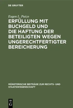 Putzo | Erfüllung mit Buchgeld und die Haftung der Beteiligten wegen ungerechtfertigter Bereicherung | E-Book | sack.de