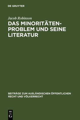 Robinson |  Das Minoritätenproblem und seine Literatur | eBook | Sack Fachmedien