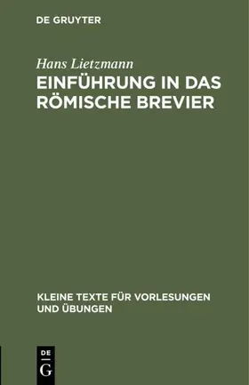 Lietzmann |  Einführung in das römische Brevier | eBook | Sack Fachmedien