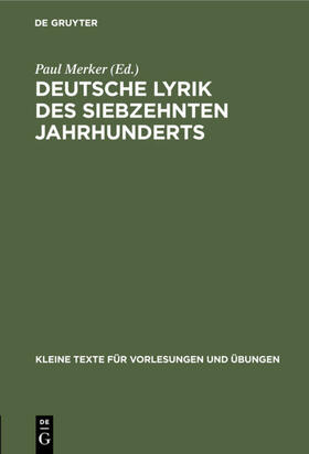 Merker |  Deutsche Lyrik des siebzehnten Jahrhunderts | eBook | Sack Fachmedien