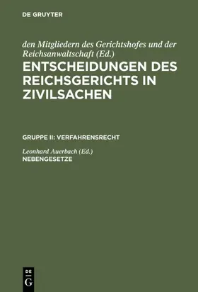 Auerbach |  Nebengesetze | eBook | Sack Fachmedien