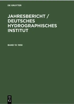 Deutsches Hydrographisches Institut |  1958 | Buch |  Sack Fachmedien