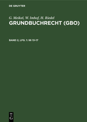 Riedel / Imhof |  §§ 13¿17 | Buch |  Sack Fachmedien