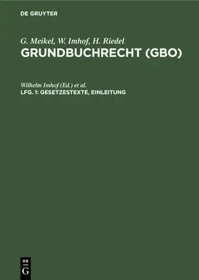 Riedel / Imhof | Gesetzestexte, Einleitung | Buch | 978-3-11-230862-2 | sack.de