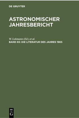 Lohmann / Güntzel-Lingner / Henn |  Die Literatur des Jahres 1965 | Buch |  Sack Fachmedien