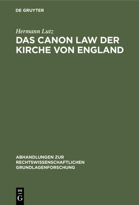 Lutz |  Das Canon Law der Kirche von England | eBook | Sack Fachmedien