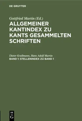 Krallmann / Martin |  Stellenindex zu Band 1 | eBook | Sack Fachmedien