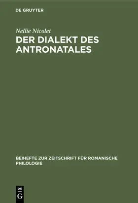 Nicolet |  Der Dialekt des Antronatales | eBook | Sack Fachmedien