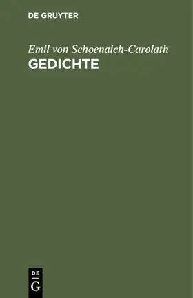 Schoenaich-Carolath |  Gedichte | eBook | Sack Fachmedien