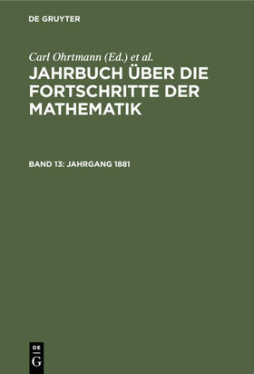 Ohrtmann / Henoch / Lampe |  Jahrgang 1881 | eBook | Sack Fachmedien