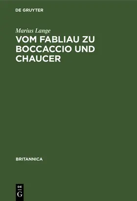 Lange |  Vom Fabliau zu Boccaccio und Chaucer | Buch |  Sack Fachmedien