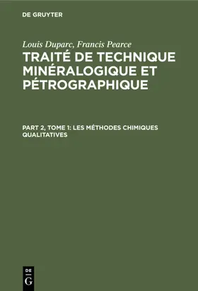 Duparc / Pearce |  Les méthodes chimiques qualitatives | eBook | Sack Fachmedien