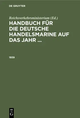 Reichsverkehrsministerium |  1939 | Buch |  Sack Fachmedien