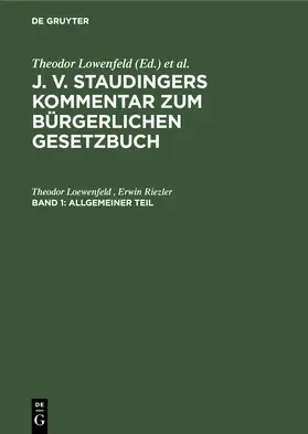 Riezler / Loewenfeld |  Allgemeiner Teil | Buch |  Sack Fachmedien