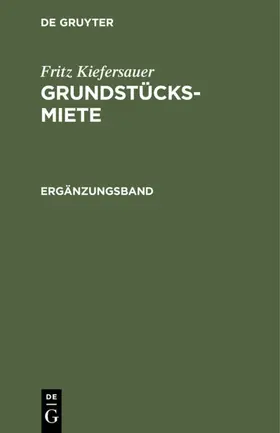 Kiefersauer |  Ergänzungsband | eBook | Sack Fachmedien