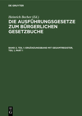 Becher |  Ergänzungsband mit Gesamtregister, Teil 1 | Buch |  Sack Fachmedien