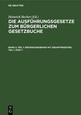 Becher |  Ergänzungsband mit Gesamtregister, Teil 1 | eBook | Sack Fachmedien