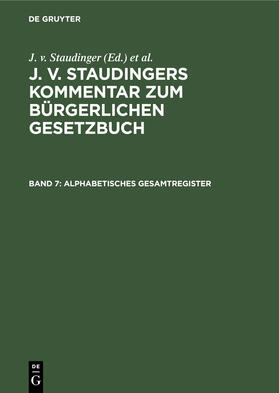 Loewenfeld / Staudinger / Riezler |  Alphabetisches Gesamtregister | Buch |  Sack Fachmedien