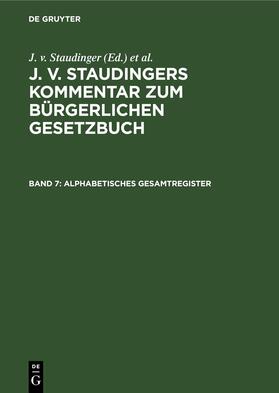Staudinger / Loewenfeld / Riezler |  Alphabetisches Gesamtregister | eBook | Sack Fachmedien