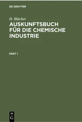 Blücher |  Auskunftsbuch für die Chemische Industrie | Buch |  Sack Fachmedien