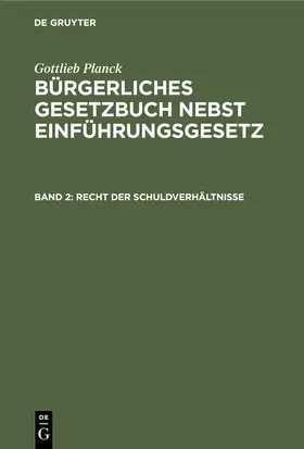 Planck |  Recht der Schuldverhältnisse | Buch |  Sack Fachmedien