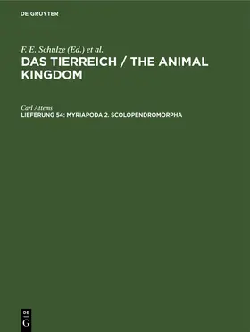 Attems |  Myriapoda 2. Scolopendromorpha | Buch |  Sack Fachmedien