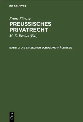 Eccius / Förster |  Die einzelnen Schuldverhältnisse | eBook | Sack Fachmedien