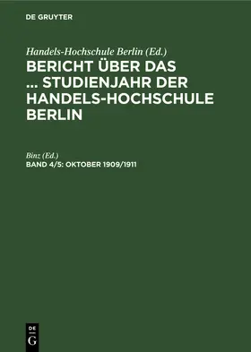 Binz |  Oktober 1909/1911 | Buch |  Sack Fachmedien