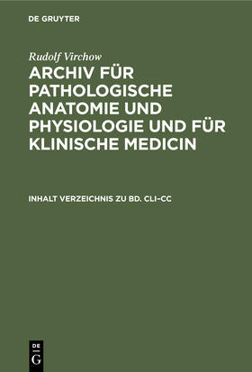 Virchow |  Inhalt Verzeichnis zu Bd. CLI¿CC | Buch |  Sack Fachmedien