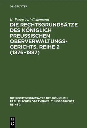 Wiedemann / Parey |  1876¿1887 | Buch |  Sack Fachmedien