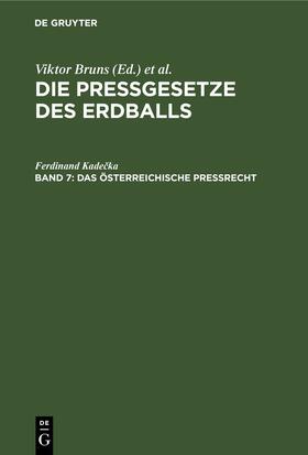 Kadecka / Kadecka |  Das österreichische Preßrecht | Buch |  Sack Fachmedien
