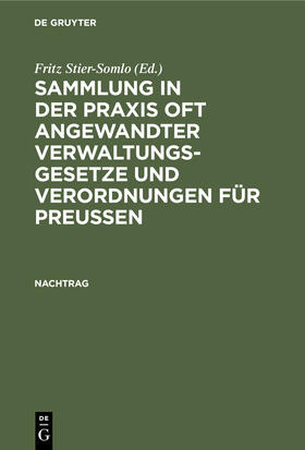 Stier-Somlo |  Nachtrag | Buch |  Sack Fachmedien