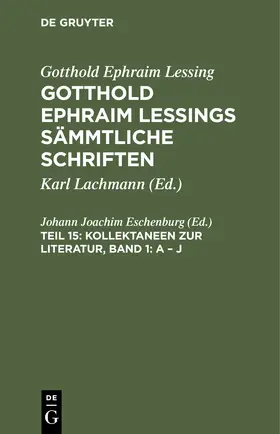 Eschenburg |  Kollektaneen zur Literatur, Band 1: A ¿ J | Buch |  Sack Fachmedien