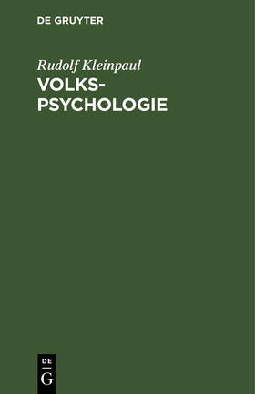Kleinpaul |  Volkspsychologie | Buch |  Sack Fachmedien