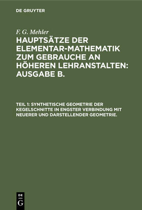 Mehler / Schulte-Tiggs |  Synthetische Geometrie der Kegelschnitte in engster Verbindung mit neuerer und darstellender Geometrie. | Buch |  Sack Fachmedien