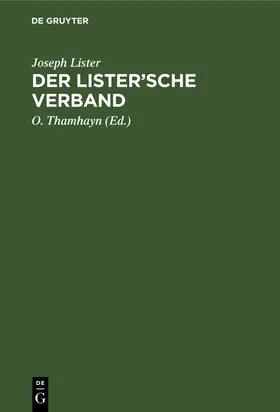 Lister / Thamhayn |  Der Lister¿sche Verband | Buch |  Sack Fachmedien