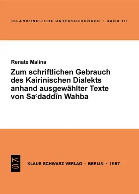 Malina |  Zum schriftlichen Gebrauch des Kairiner Dialekts anhand ausgewählter Texte von Sa'daddin Wahba | eBook | Sack Fachmedien