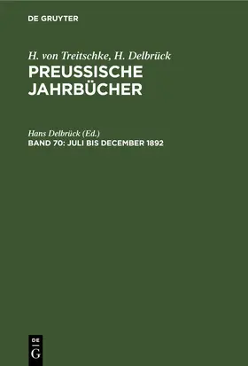 Delbrück |  Juli bis December 1892 | eBook | Sack Fachmedien