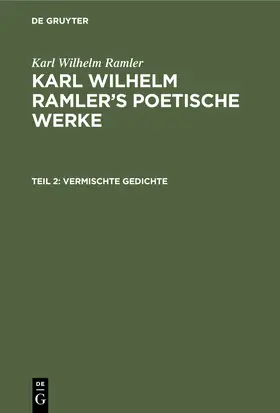 Ramler |  Vermischte Gedichte | Buch |  Sack Fachmedien