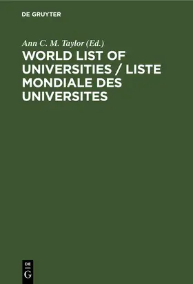 Taylor |  World List of Universities / Liste Mondiale des Universites | eBook | Sack Fachmedien