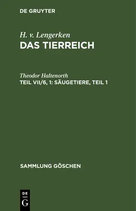 Haltenorth |  Säugetiere, Teil 1 | eBook | Sack Fachmedien