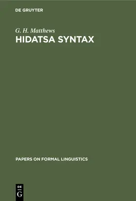 Matthews |  Hidatsa Syntax | Buch |  Sack Fachmedien