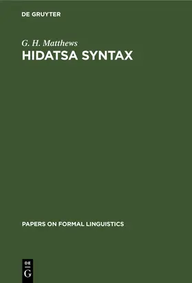 Matthews |  Hidatsa Syntax | eBook | Sack Fachmedien