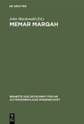 Macdonald |  Memar Marqah | Buch |  Sack Fachmedien