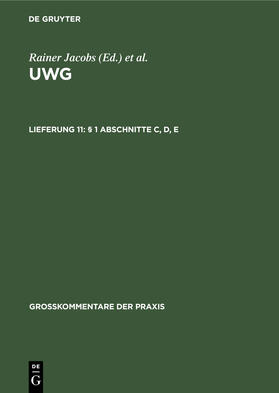 Köhler / Schünemann |  § 1 Abschnitte C, D, E | Buch |  Sack Fachmedien