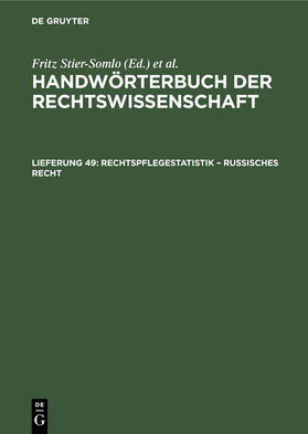 Elster / Stier-Somlo |  Rechtspflegestatistik ¿ Russisches Recht | Buch |  Sack Fachmedien